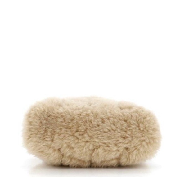 Saint Laurent LouLou Puffer Clutch Matelasse Chevron Shearling Small Neutral - Picture 4 of 7